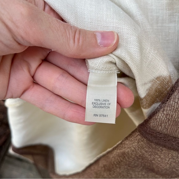 J Jill Floral Linen Cream Brown Ruffle Skirt Sz S - Picture 4 of 16